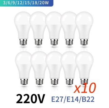 Bombilla LED B22, E27, E14, AC 220V, SMD2835, - bombilla ahorradora de luz blanco, frío y cálido (10 Uds)