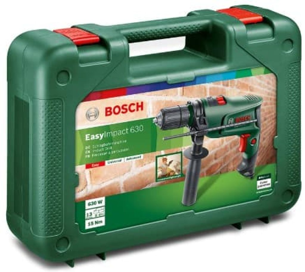 Bosch Home and Garden Taladro percutor eléctrico EasyImpact 630, 630 W, en maletín de transporte