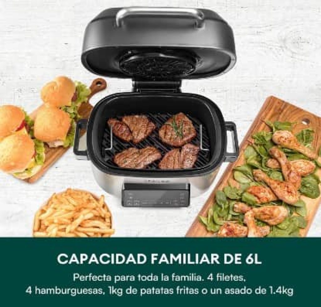 Air Fryer 6L - CHEFREE AFG01, Parrilla Eléctrica, 8 Programas, Pantalla Táctil, Apta para Lavavajillas