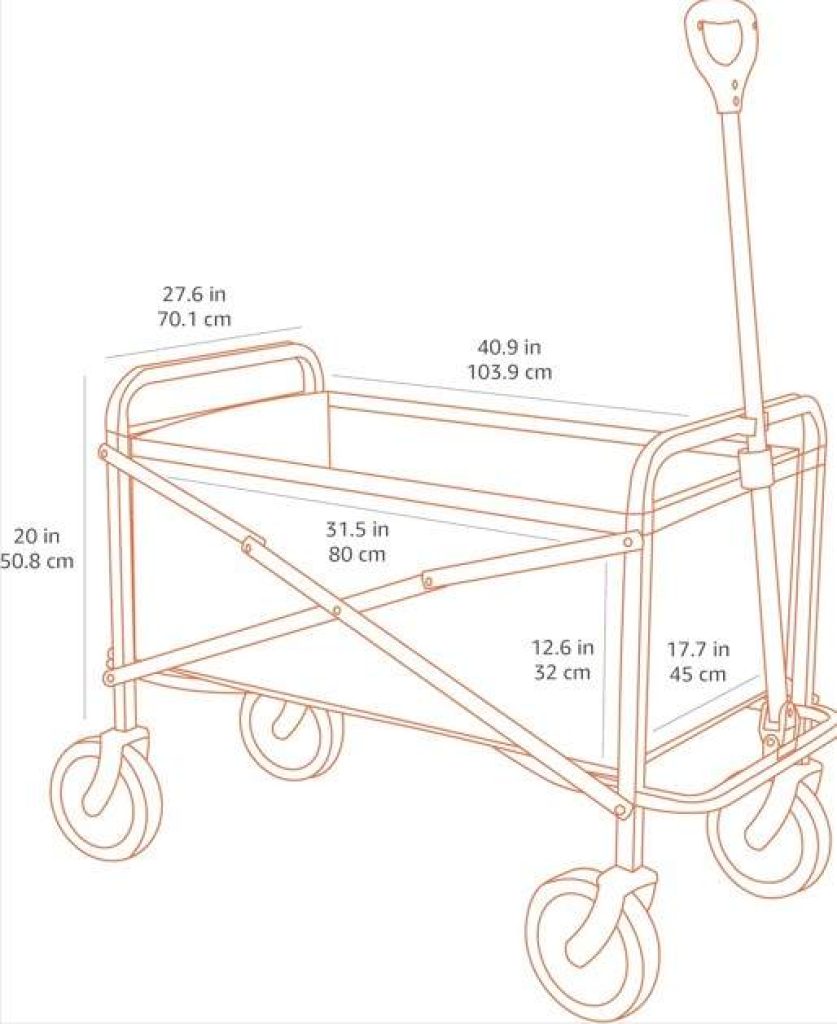 Amazon Basics - Carreta plegable para jardín, camping y aire libre con bolsa de cubierta, rojo