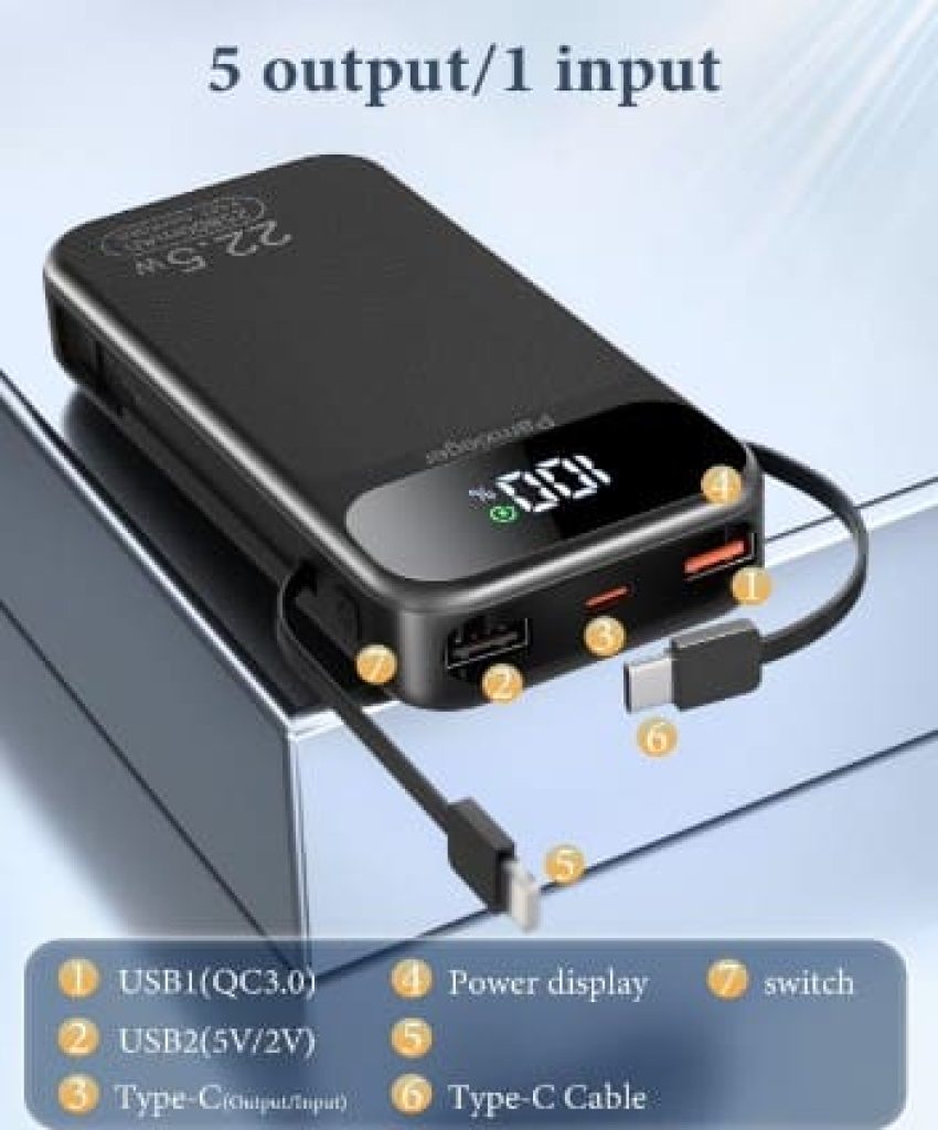 Bateria Externa 25.800mAh, 22,5W Carga Rapida, Bateria Portatil para Smartphones
