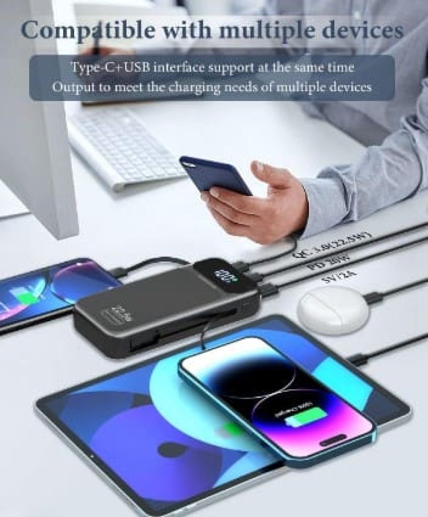 Bateria Externa 25.800mAh, 22,5W Carga Rapida, Bateria Portatil para Smartphones
