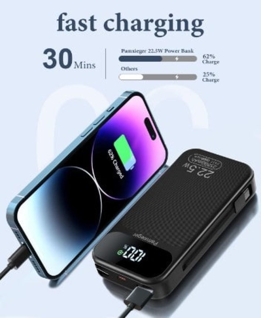 Bateria Externa 25.800mAh, 22,5W Carga Rapida, Bateria Portatil para Smartphones