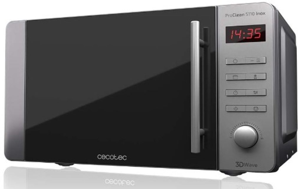 Cecotec Microondas ProClean 5110 Inox. 700 W, Grill 800 W, Capacidad de 20L, Revestimiento Ready2Clean para una mejor Limpieza, Tecnología 3DWave, Diseño Frontal y Tirador Inox