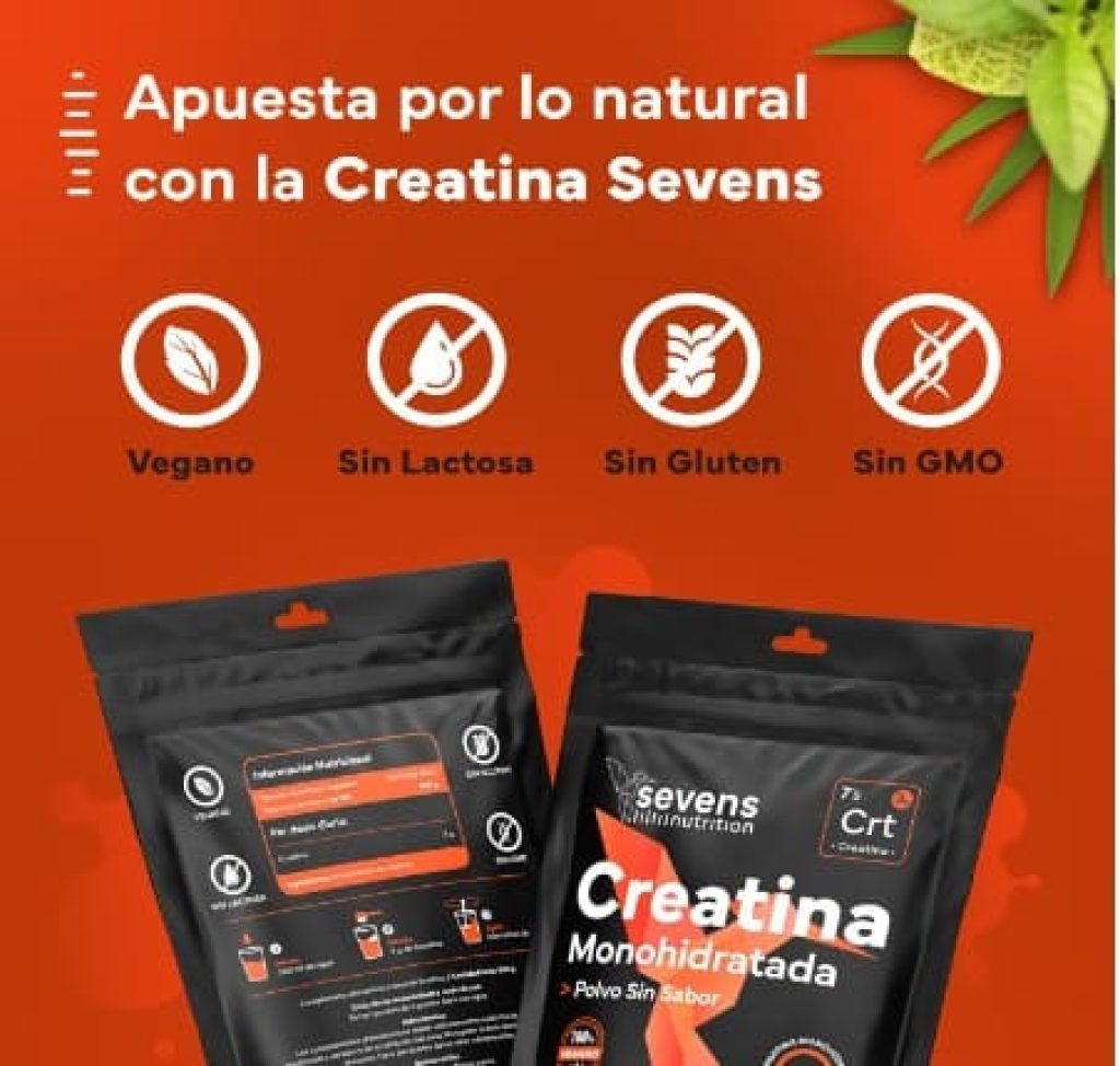 Creatina Monohidratada en Polvo 500g, para mejorar el rendimiento físico – 100% Vegana y Sin Gluten – Creatina en Polvo - Sevens