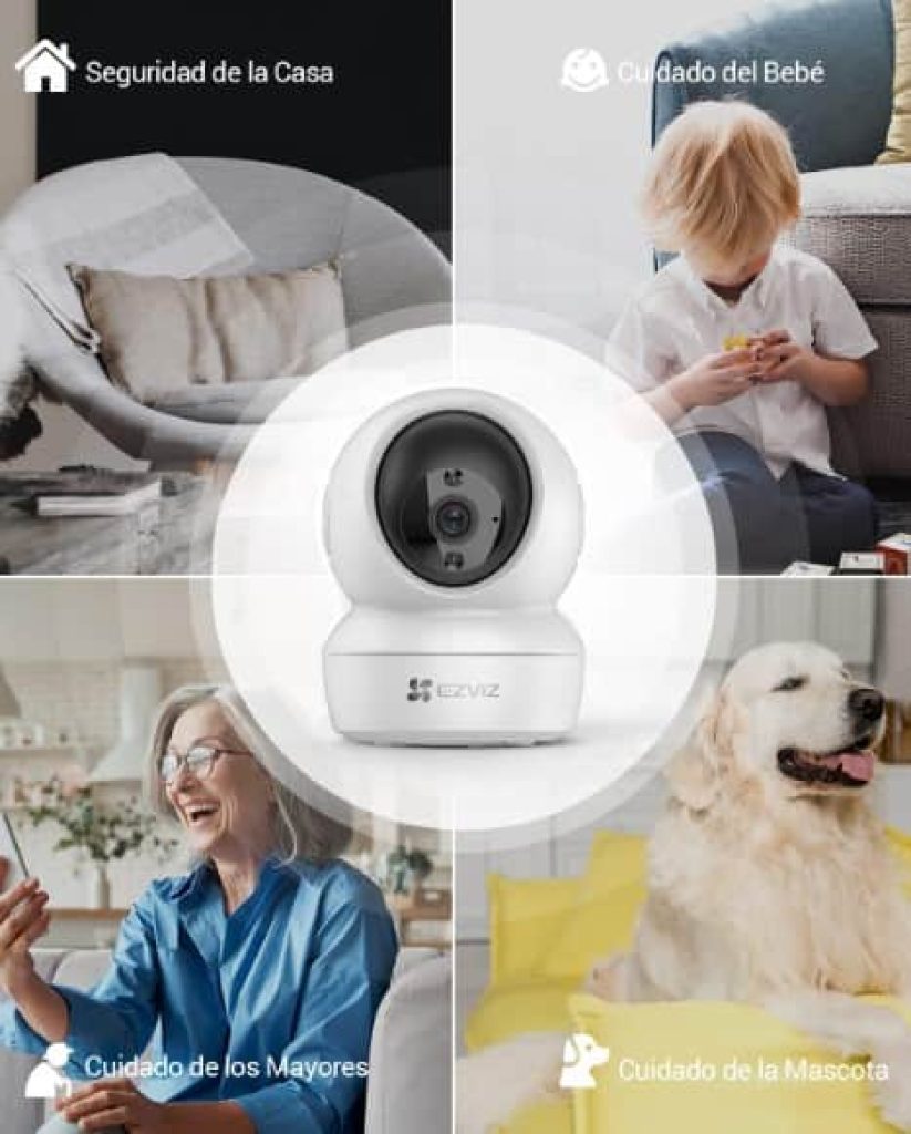 EZVIZ C6N (2-Pack) Cámaras Vigilancia WiFi Interior 360º, 1080P, Visión Nocturna, Audio Bidireccional, Detección de Movimiento - Camara Vigilancia Bebé/Mascotas