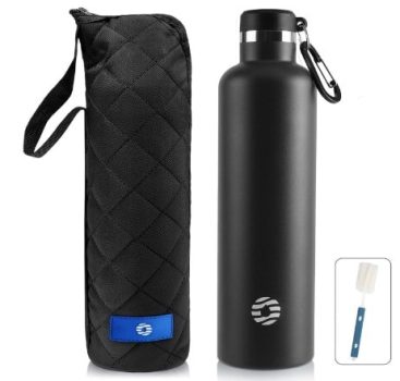 FEIJIAN Botella de Agua Acero Inoxidable 750ML/1000ML, Botella Termica Reutilizable con mosquetón, sin BPA, a prueba de fugas, para Bicicleta, Ciclismo, Gimnasio