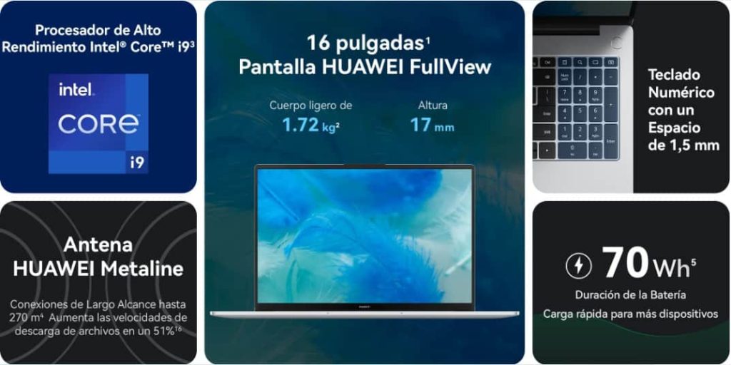 HUAWEI MateBook D 16, 2024 - 12th Gen Core i5 8GB+512GB, Windows 11 Home,16 pulgadas, Gris