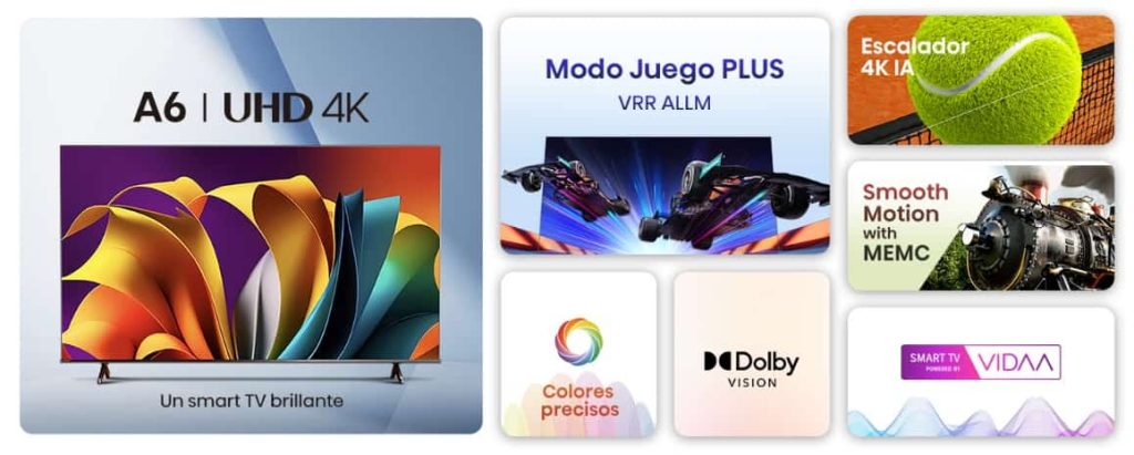 Hisense 85A6N - Smart tv 85 pulgadas, UHD 4K, Dolby Vision, Modo Juego Plus, DTS Virtual X, Control por Voz