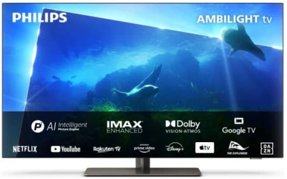PHILIPS Ambilight OLED818 (42 Pulgadas), Smart 4K OLED TV, UHD y HDR10+, 120Hz, Altavoces 40W, Compatible con Asistente Google y Alexa