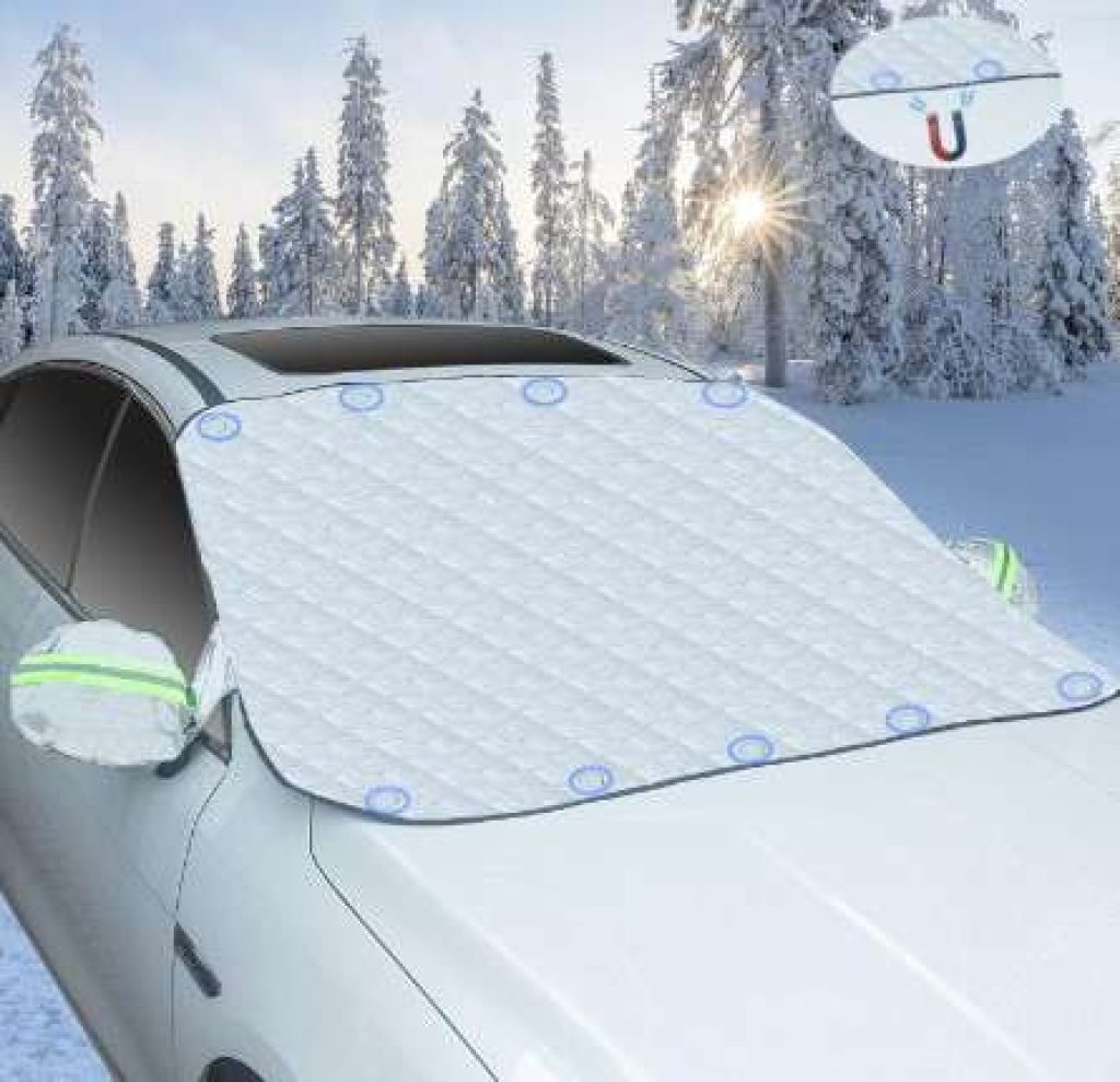 PHYLES Protector Hielo Parabrisas, Cubierta de Parabrisas Coche con 9 MagnéTico, Protección del Parabrisas en Invierno, Funda Plegable Parabrisa Delantero, Protege de Nieve, Lluvia, Sol, 192 x 126CM