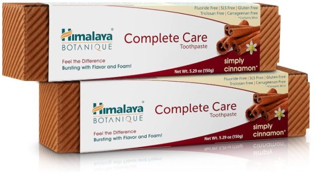 Pasta de dientes Himalaya Botanique Complete Care con canela y menta naturales Fórmula sin flúor ni SLS que combate las bacterias y las caries - 150 g (paquete de 2)