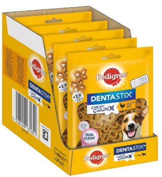 Pedigree Dentastix Chewy Chunx - Bocadillos dentales para Perros pequeños de 5 a 15 kg, con Pollo, 5 Paquetes (5 x 68 g)