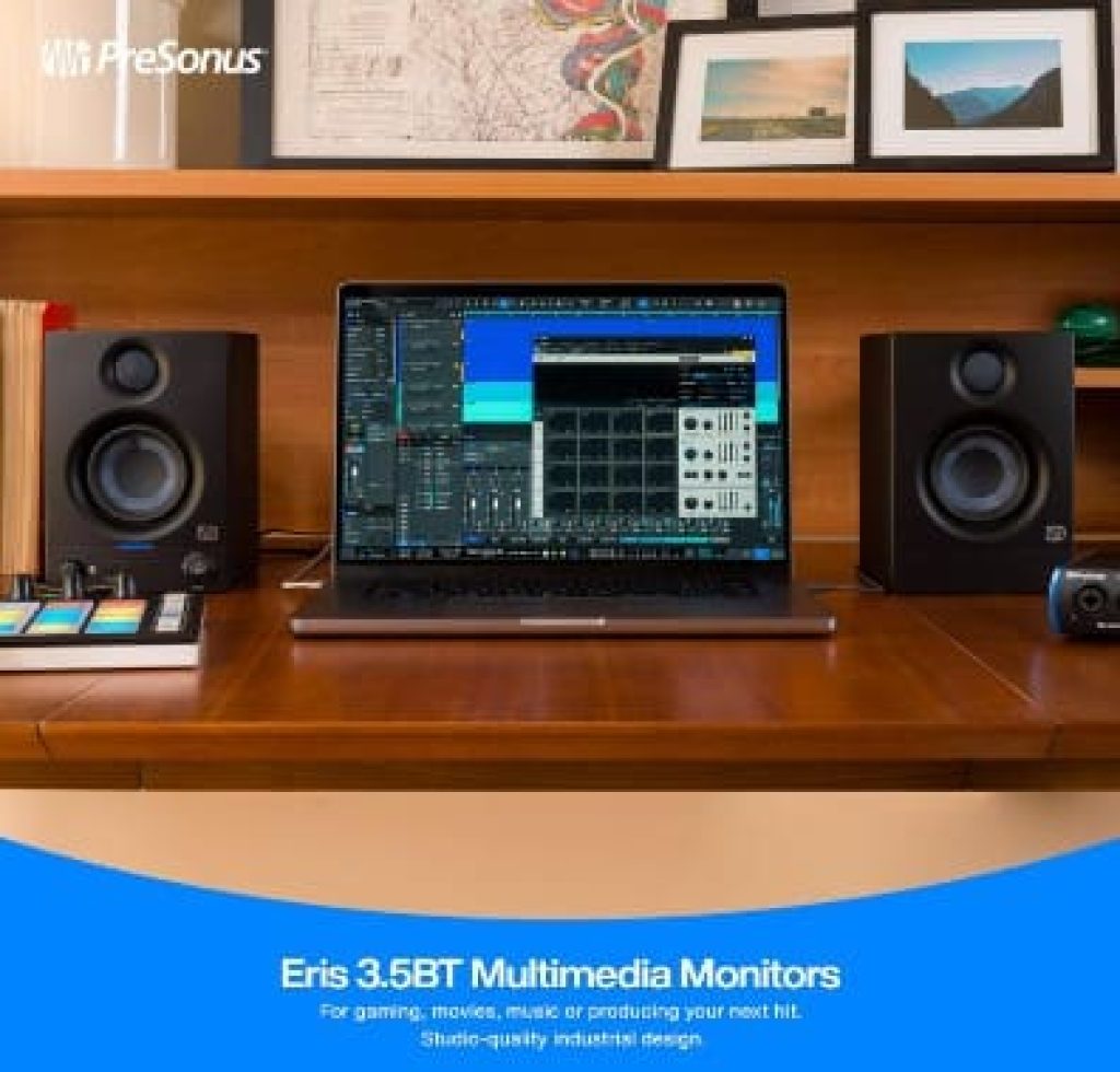 PreSonus Eris 3.5BT Gen 2, Altavoces Activos de Escritorio 3.5" con Bluetooth, Potencia 50 W