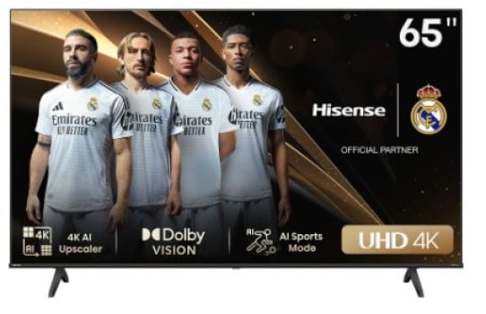 TV LED 65" - Hisense 65A6N, UHD 4K, Smart TV, HDR 10+, Dolby Vision, Control por Voz, Modo Juego, IA, Negro