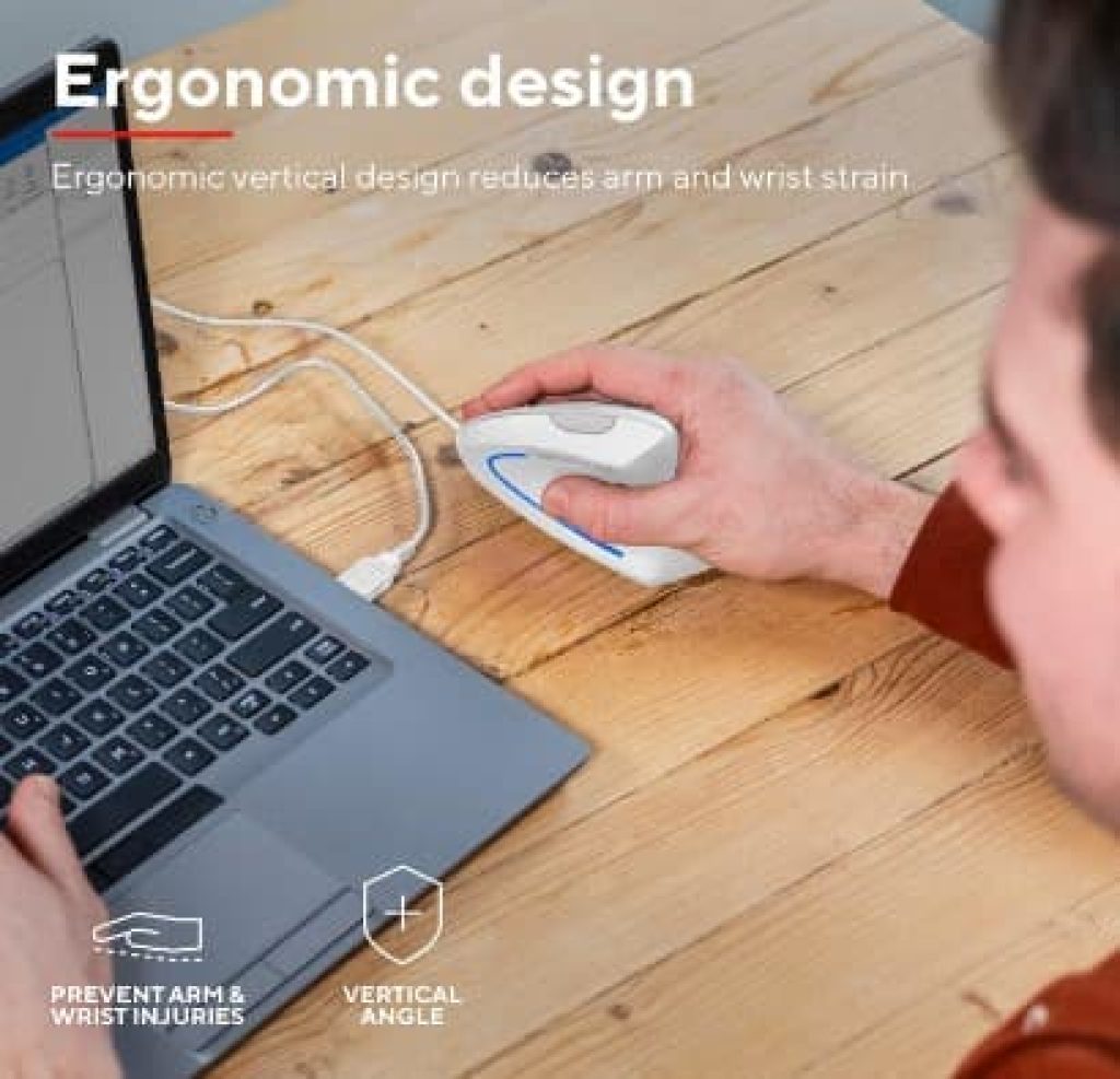 Trust Verto Ratón Vertical, Ratón Ergonómico Ligero, 1000/1600 dpi, Iluminación LED, Cable USB 1,5 m, para Diestros