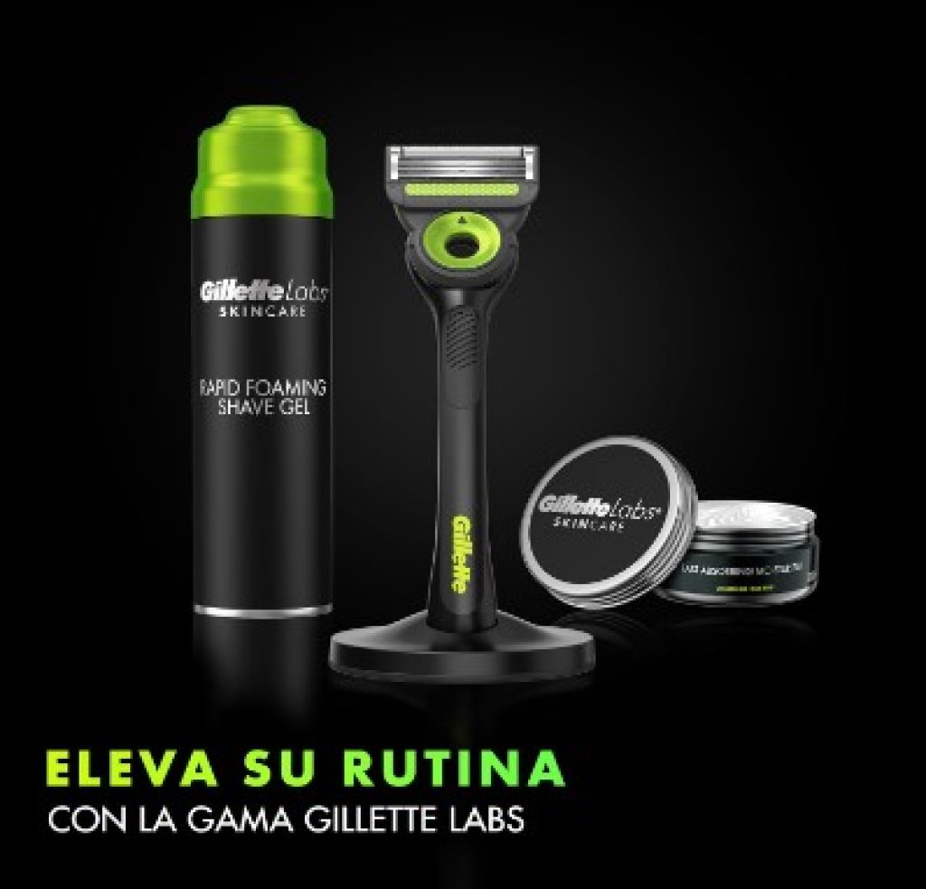 GilletteLabs Pack Regalo Con Maquinilla De Afeitar Negro Y Neón + Gel De Afeitar 198 ml + Crema Hidratante 100 ml