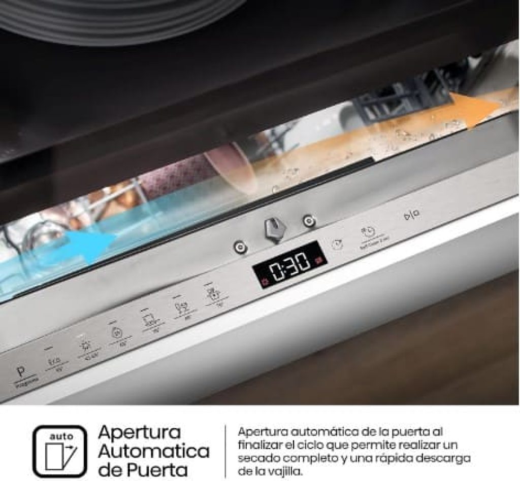 Hisense HV642D62 - Lavavajillas Integrable, 60cm de Ancho, Class D, 14 Servicios, 6 Programas, Apertura Automática, Programa Auto-Limpieza