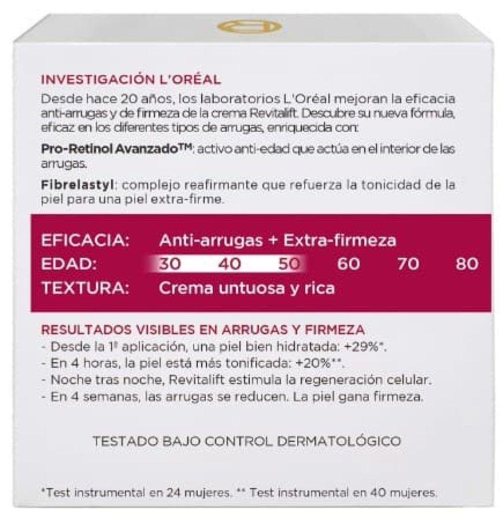 L'Oreal Paris Revitalift Crema de Noche Anti-edad Hidratante, Antiarrugas y Extra Firmeza, 50 ml