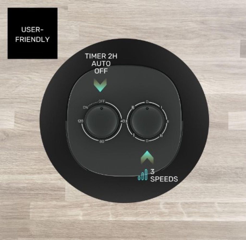 Taurus - Ventilador de torre New Babel 50W, Altura 86cm, 3 velocidades, Timer 2h, Auto Off, Función oscilante, Base antideslizante, Selectores giratorios, Gris