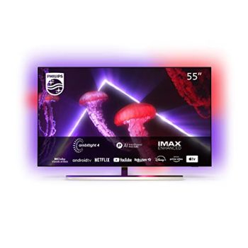 Philips 55OLED807/12 OLED Android TV 55" 4K UHD, Smart TV con Ambilight Plus de 4 Lados, Dolby Vision cinematográfico y Sonido Atmos, Compatible con Google Assistant y Alexa, 2022