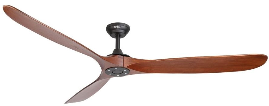 reiga Ventilador de techo moderno con aspas de madera maciza de 178 cm con aplicación, Alexa, Google Home, control remoto, motor de CC reversible de 6 velocidades para interior/exterior