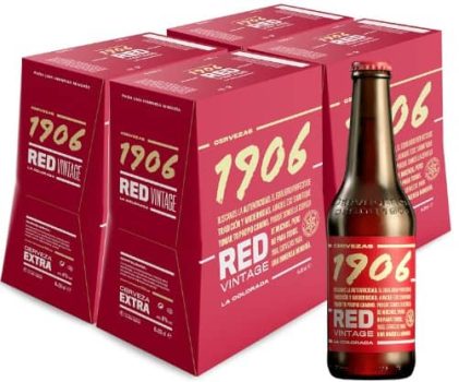 1906 Red Vintage - Cerveza Lager Extra, Pack de 24 Botellas x 33 cl, Sabor Amargo y Ligeramente Picante