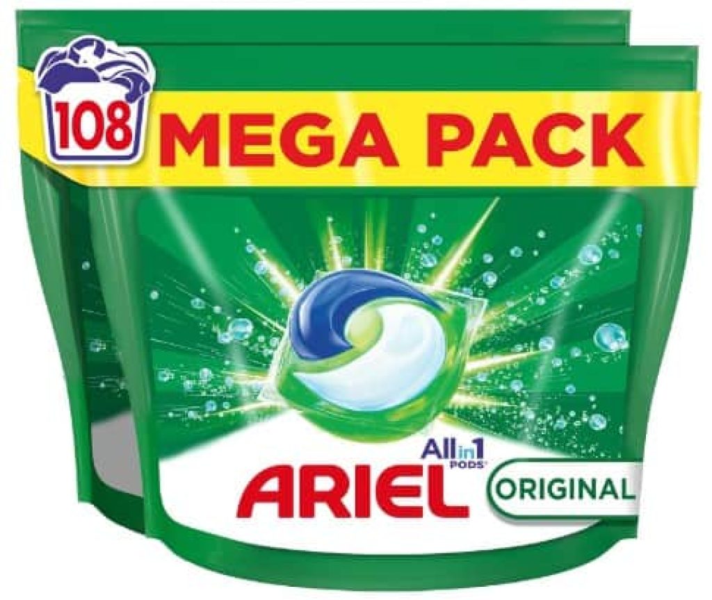 ARIEL PODS Todo en 1 Detergente Lavadora Liquido en Capsulas/Pastillas, 108 Lavados, Original