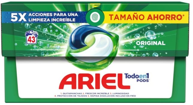 ARIEL PODS Todo en 1 Detergente Lavadora Liquido en Capsulas/Pastillas, 43 Lavados
