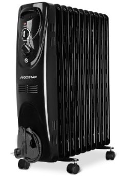 Aigostar Radiador de Aceite de 11 Elementos, 2300 Watios, Silencioso, Calentamiento rápido, 3 Ajustes de Potencia y Control Termostático de Temperatura, Recomendado para estancias de 24 m2, Tummie