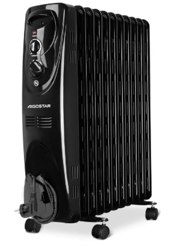 Aigostar Radiador de Aceite de 11 Elementos, 2300 Watios, Silencioso, Calentamiento rápido, 3 Ajustes de Potencia y Control Termostático de Temperatura, Recomendado para estancias de 24 m2, Tummie