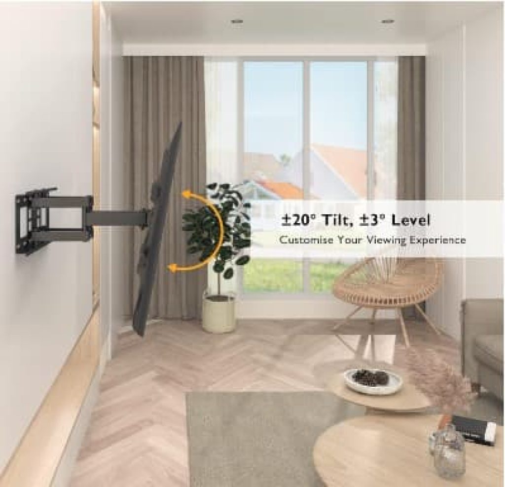 BONTEC Soporte TV Pared para Pantallas de 32-80 Pulgadas Plana & Curva LED LCD - Soporte Pared TV de Articulado Inclinable y Giratorio