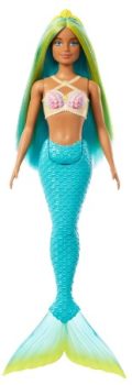 Barbie Muñeca Sirena, con corpiño de Conchas y Cola de Color Turquesa - Juguetes para niña de 3 años​ o más, HRR03