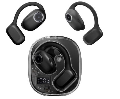 Blackview Airbuds 100 Auriculares Inalambricos, 2024 Auriculares Bluetooth 5.3 Deportivos con Gancho de la Oreja, Pantalla LED, ENC, 500mAh, IP68 Impermeable (Negro)