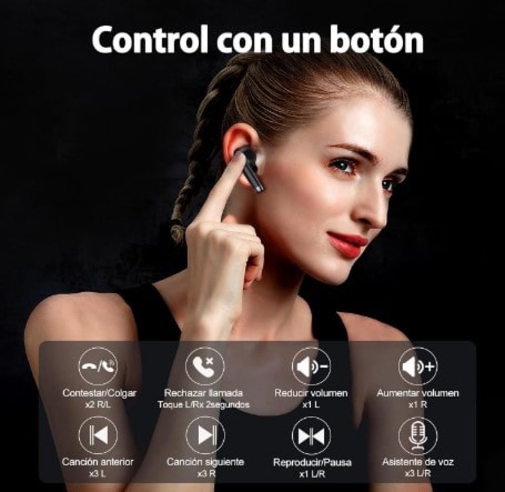 Blackview Auriculares Bluetooth in-ear, mini auriculares inalámbricos Bluetooth 5.3, auriculares in-ear, IPX7, resistentes al agua, cancelación de ruido