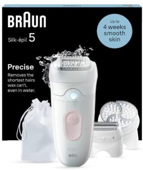 Braun Silk-épil 5, Depiladora Eléctrica Para Una Eliminación Del Vello Fácil, Piel Suave Duradera, 5-060, Blanco/Flamenco