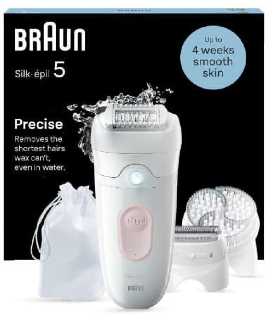 Braun Silk-épil 5, Depiladora Eléctrica Para Una Eliminación Del Vello Fácil, Piel Suave Duradera, 5-060, Blanco/Flamenco