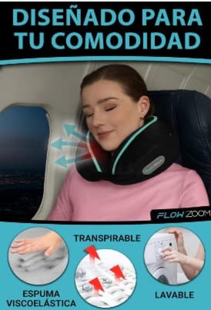 FLOWZOOM Dream Almohada Cervical Viaje | viscoelastica | Almohada para Avion lavabile y traspirabile | Cojin para Cuello