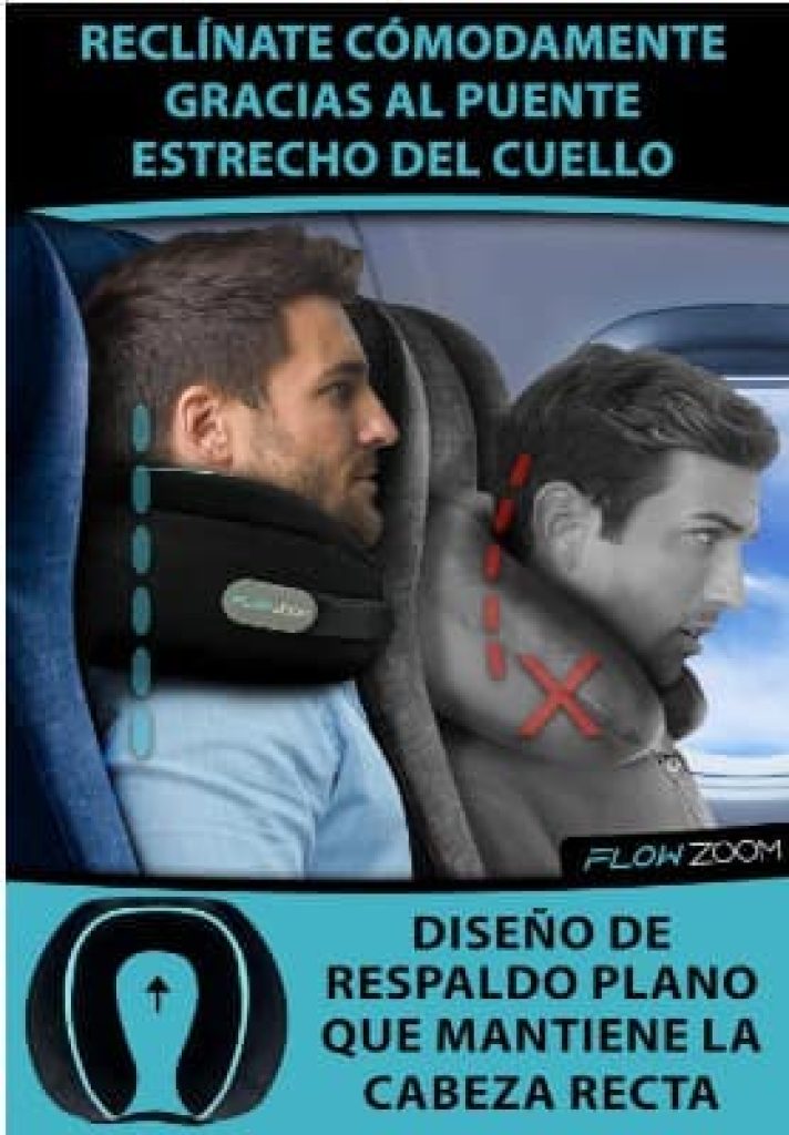 FLOWZOOM Dream Almohada Cervical Viaje | viscoelastica | Almohada para Avion lavabile y traspirabile | Cojin para Cuello