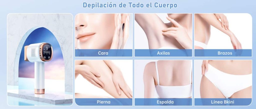 Prettivo 3 en 1 Depiladora Laser IPL con Pantalla Táctil LCD, 9 Nivel de Energía, 999.900 Luz Pulsada, Depiladora Luz Pulsada para Piernas, Bikini, Axilas, Cara, Cuerpo