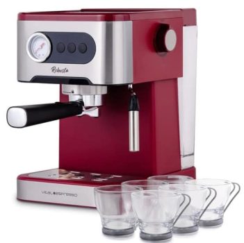 Cafetera Express Retro, para espresso y cappuccino, 1350w, 20 bar, Vaporizador Orientable. Vital Espresso Robusta.