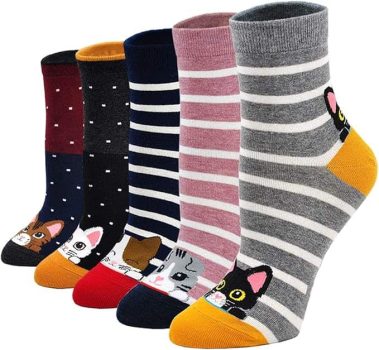 Calcetines divertidos para mujer, Calcetines Térmicos, Calcetines de Algodón Mujer, 5 Pares