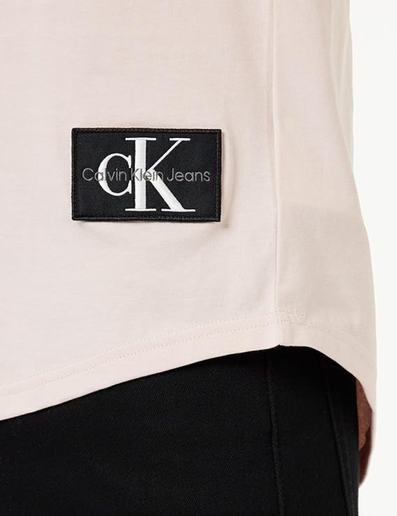 Calvin Klein Jeans Camiseta de Manga Corta para Hombre Badge Turn Up Sleeve Cuello Redondo