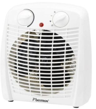 Bestron Calefactor, Termoventilador con 2 niveles de potencia, incl. protección antivuelco y contra sobrecalentamiento, para habitaciones de hasta 20 m², 2000 vatios, color: blanco