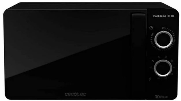 Cecotec Microondas con Grill Negro ProClean 3130. 700 W en 6 Niveles, 20 L