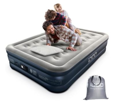 Colchón hinchable matrimonio​ - Cama inflable plegable, ​con Bomba de inflado incorporada, para caming y hogar, 137x193x46cm - iDOO