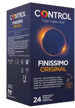 Control Preservativos Finissimo Original. Caja Condones Súper Finos, Extra Sensibilidad, Lubricados, Sexo Seguro. Disfruta de un Ajuste Perfecto para una Relación Segura, 24 Unidad