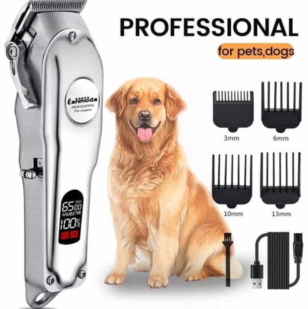 Cortadora de pelo profesional para perros y gatos, afeitadora recargable de Metal, máquina de corte para cachorros, corte de pelo de poco ruido