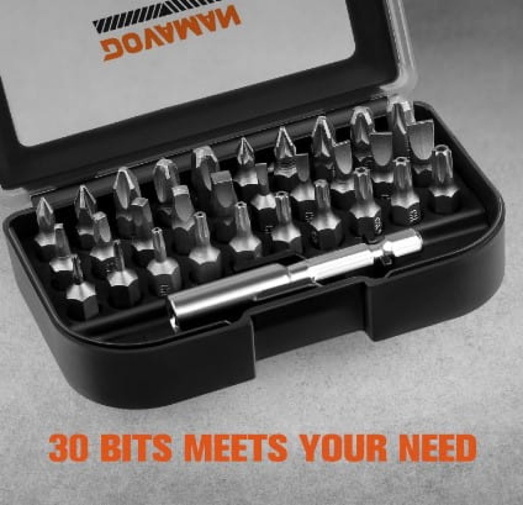 DOVAMAN Destornillador Eléctrico, Atornillador Eléctrico con 31 Puntas, Batería de 4V y 2000mAh, Mango de 3 Posiciones, 6 Niveles de Torque, LED y Linterna, con Estuche de Accesorios - DES01A