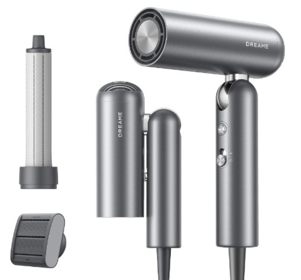 Dreame Pocket Secador de Pelo, 110000 RPM Secador de Pelo Profesional con 3 Formas Plegables, Peso Ligero de 300g, 300 Millones de Iones Negativos/Cm³, Temperatura Constante de 57 °C, Gris